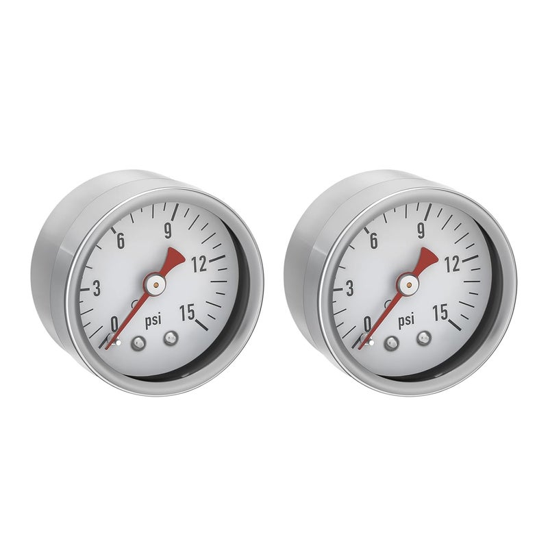 Solimeta 0-15 Psi Low Pessure Gauge 1.5" Dial Size, 1/8" NPT Thread, Stainless Steel Case & Copper Internals - for ATV Tires, Steam Boilers, Air Compressors, HVAC Systems, 2-Pack - Image 1
